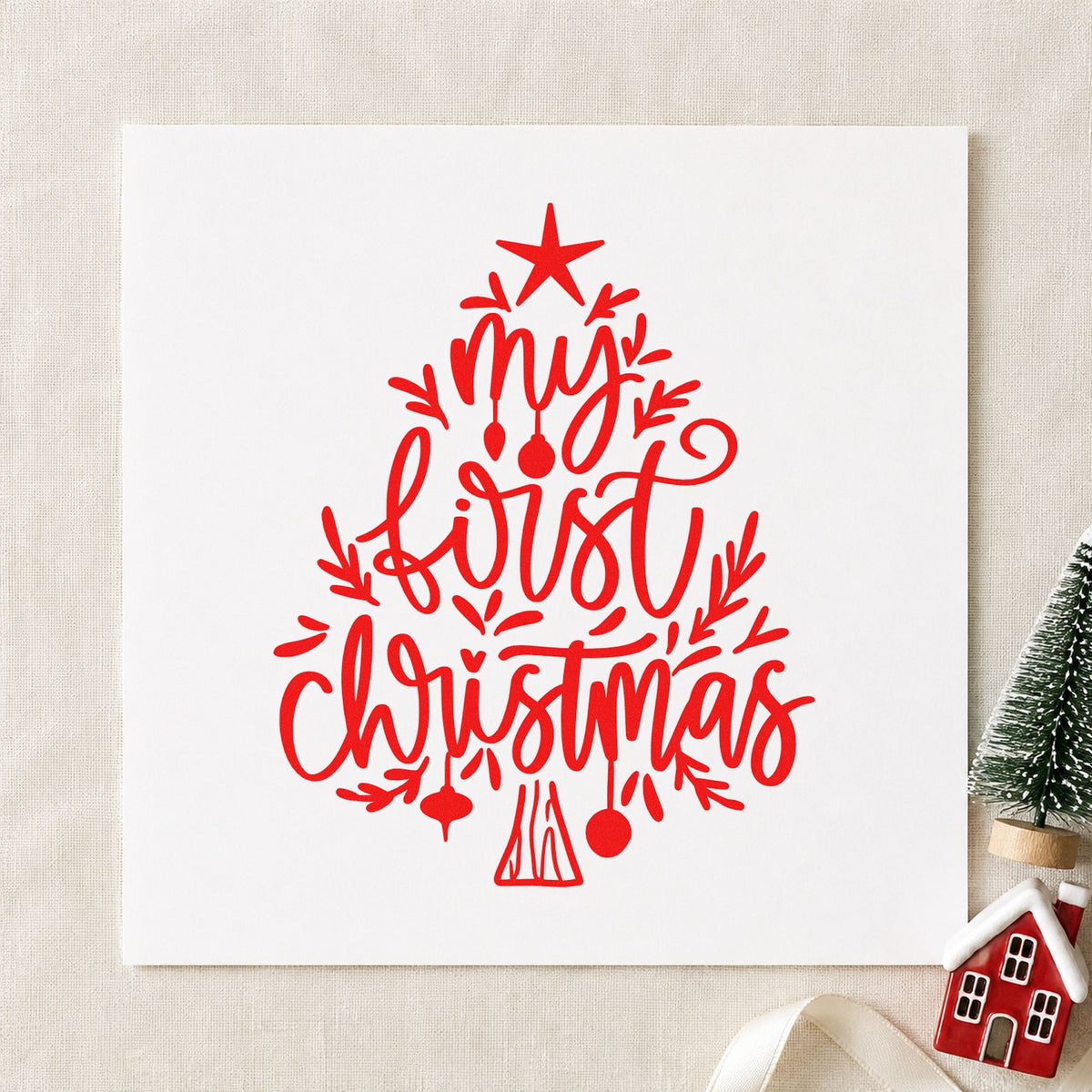 My First Christmas Tree Rubber Stamp – Duo Hand in use 5