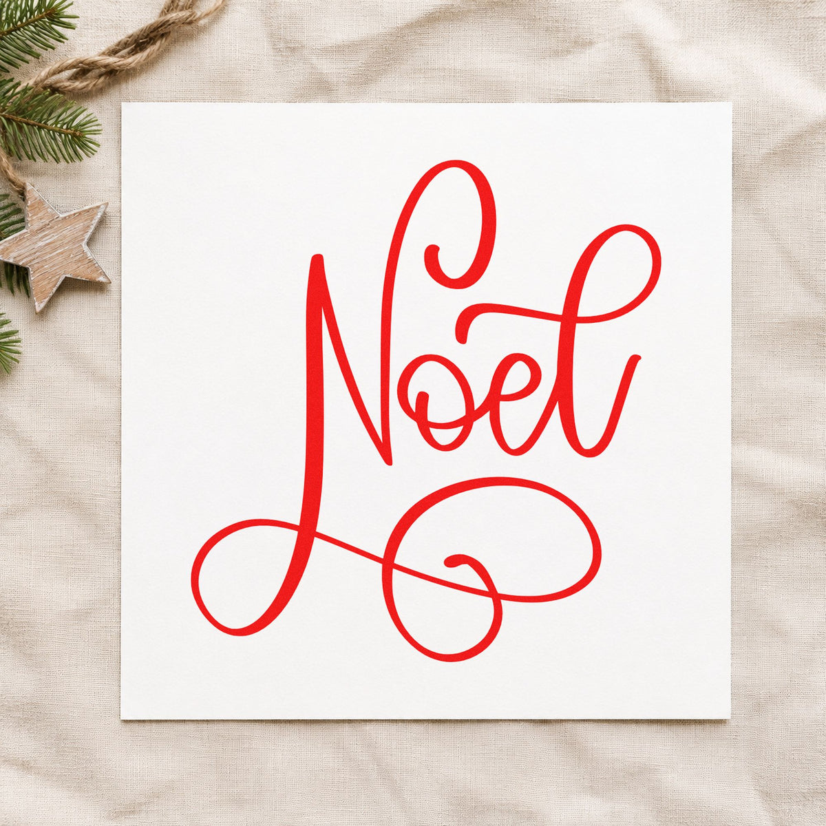 Noel Flowing Script Lettering Rubber Stamp – Wood Handle in use 7