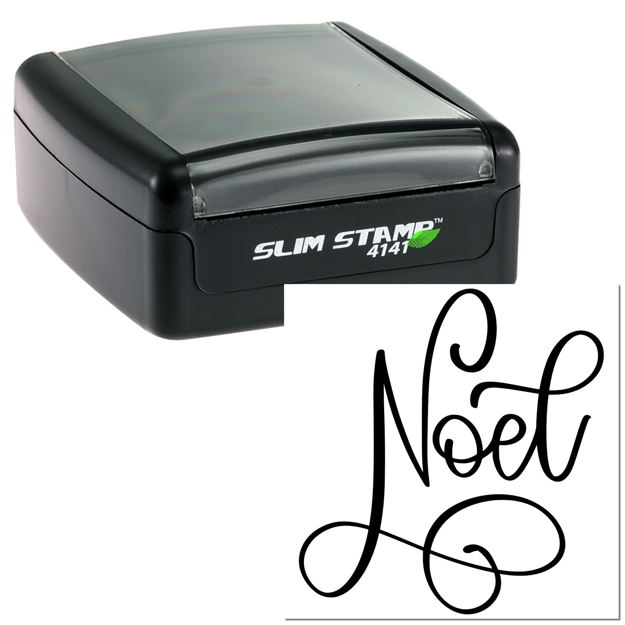 Slim Stamp 4141 self-inking rubber stamp with Now script imprint for custom business and office marking.