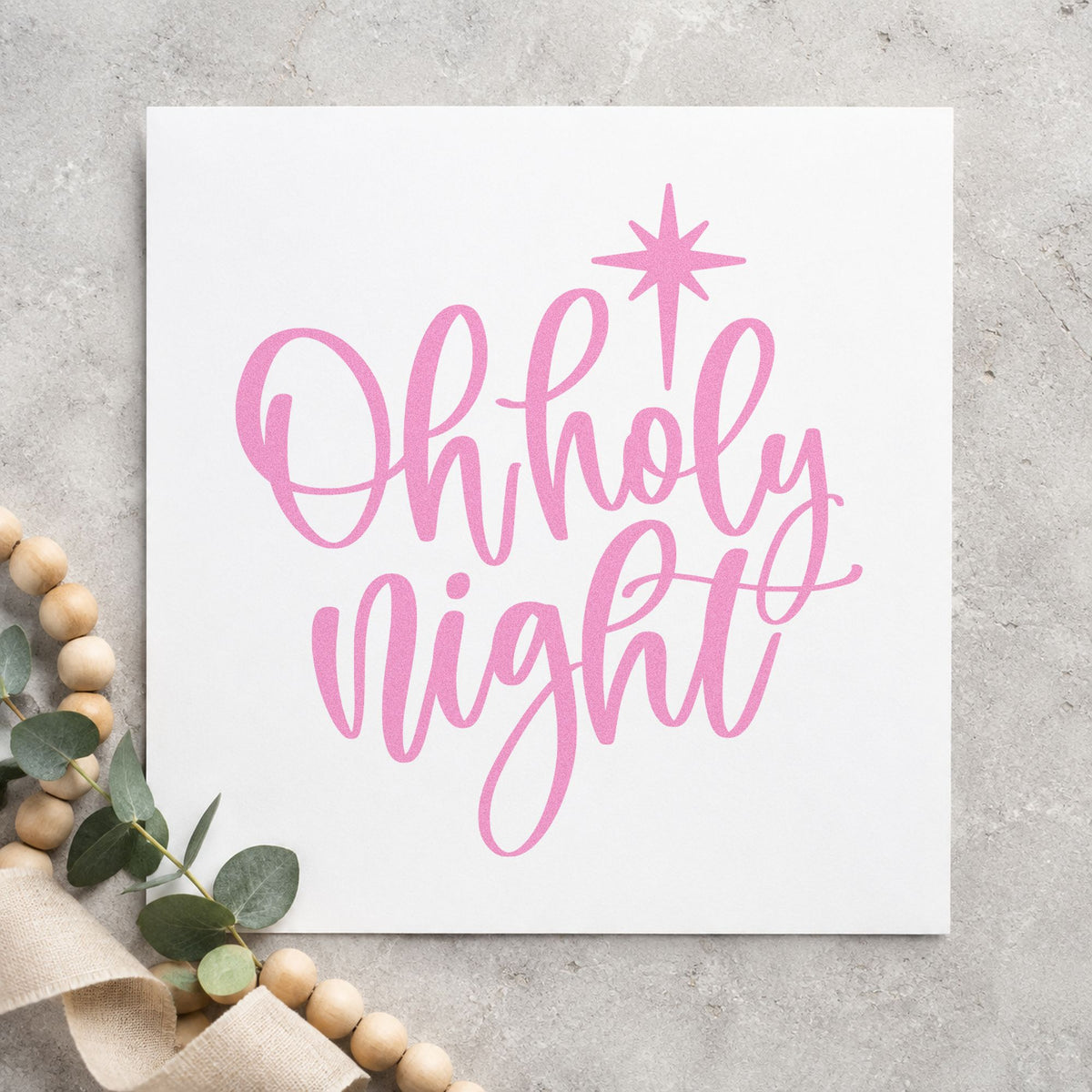 Oh Holy Night Star craft stamp in purple ink on cardstock, an easy option for recital album page.