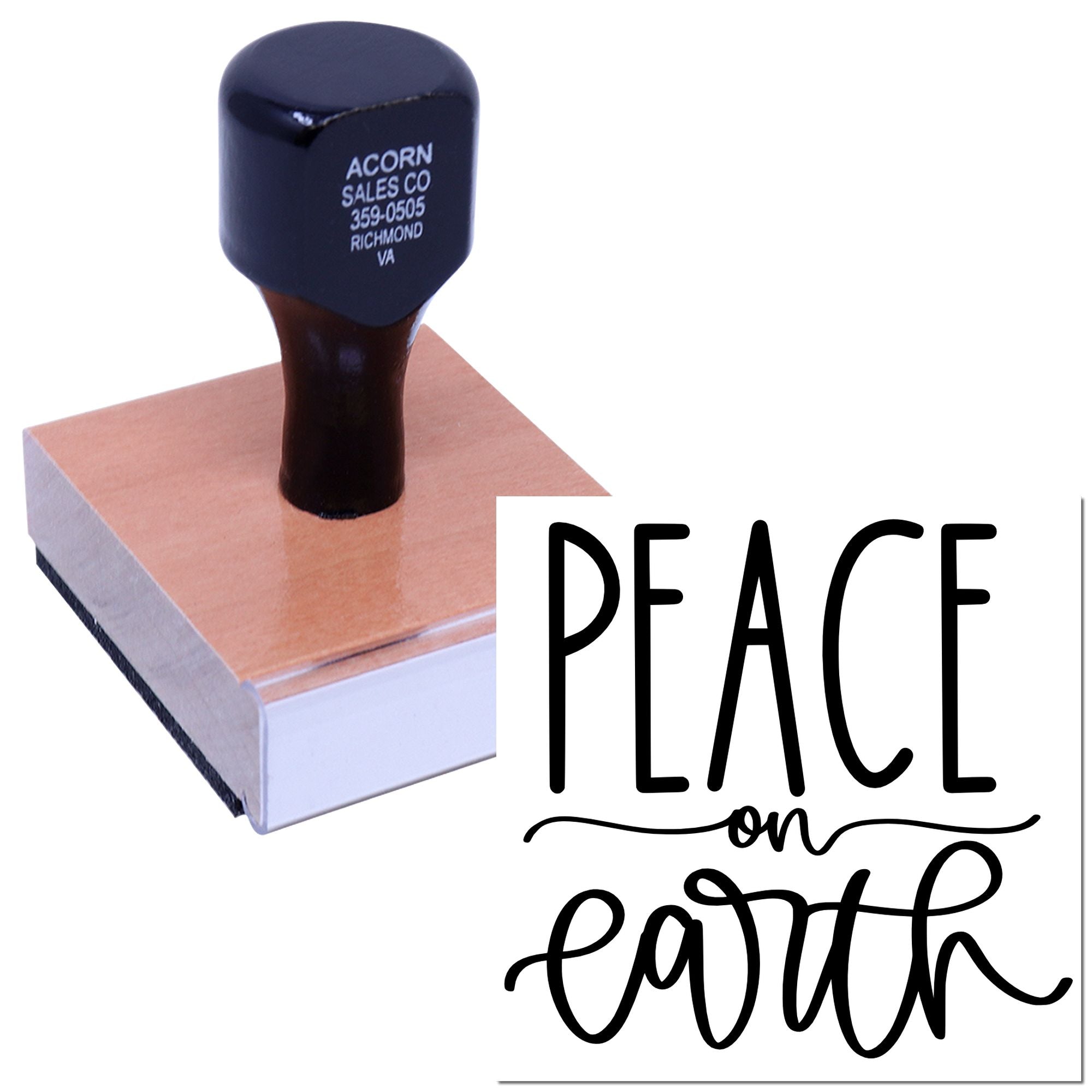 Peace on Earth rubber stamp design for holiday cards, faith-based crafts, and festive message making.