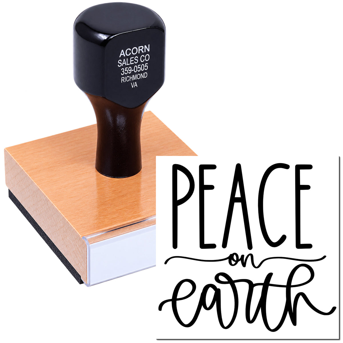 Peace on Earth rubber stamp design for holiday cards, faith-based crafts, and festive message making.