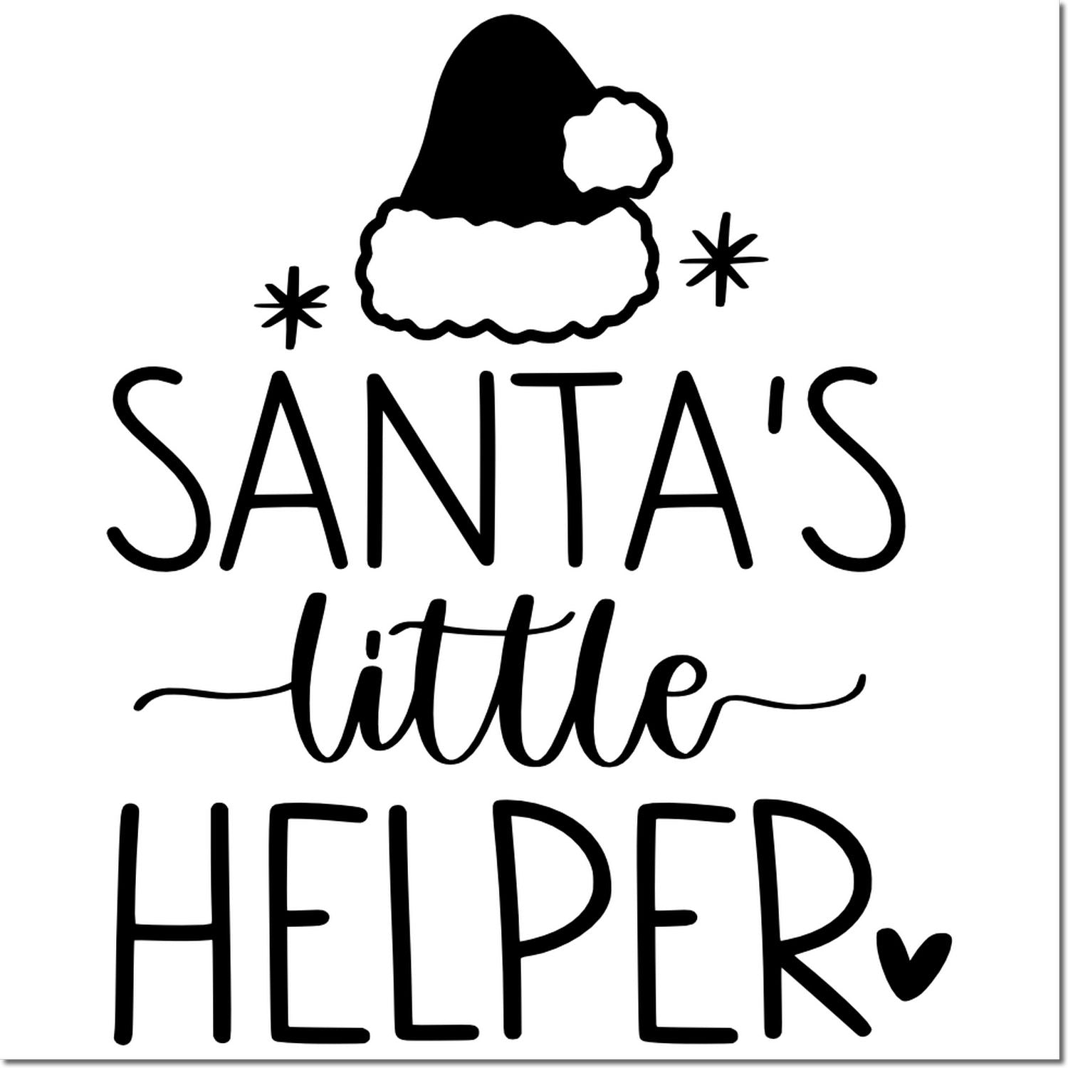 Santas Little Helper Christmas rubber stamp design with Santa hat and festive stars.