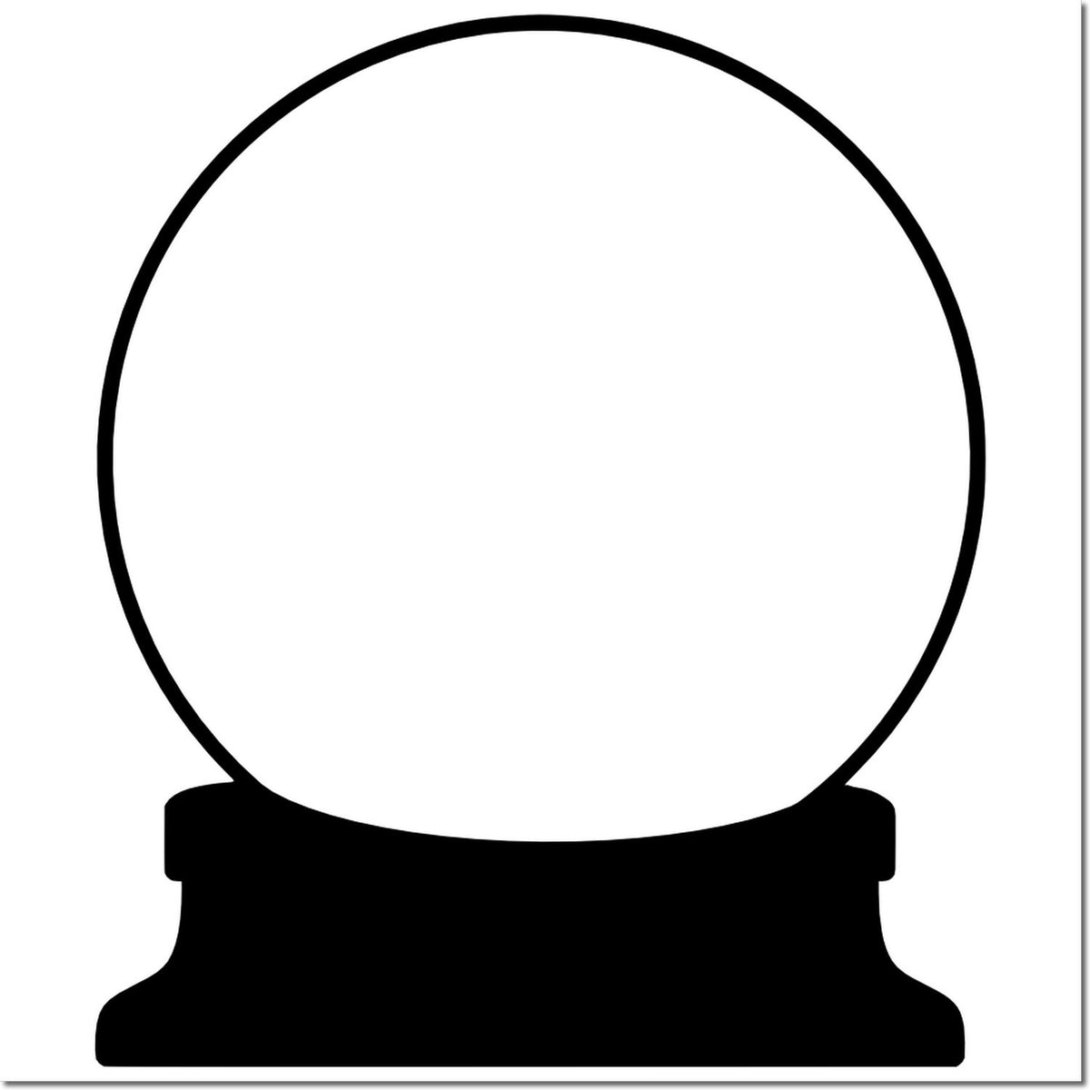 Snow globe rubber stamp outline with blank circular center, perfect for custom holiday crafts, labels, and winter stamping.