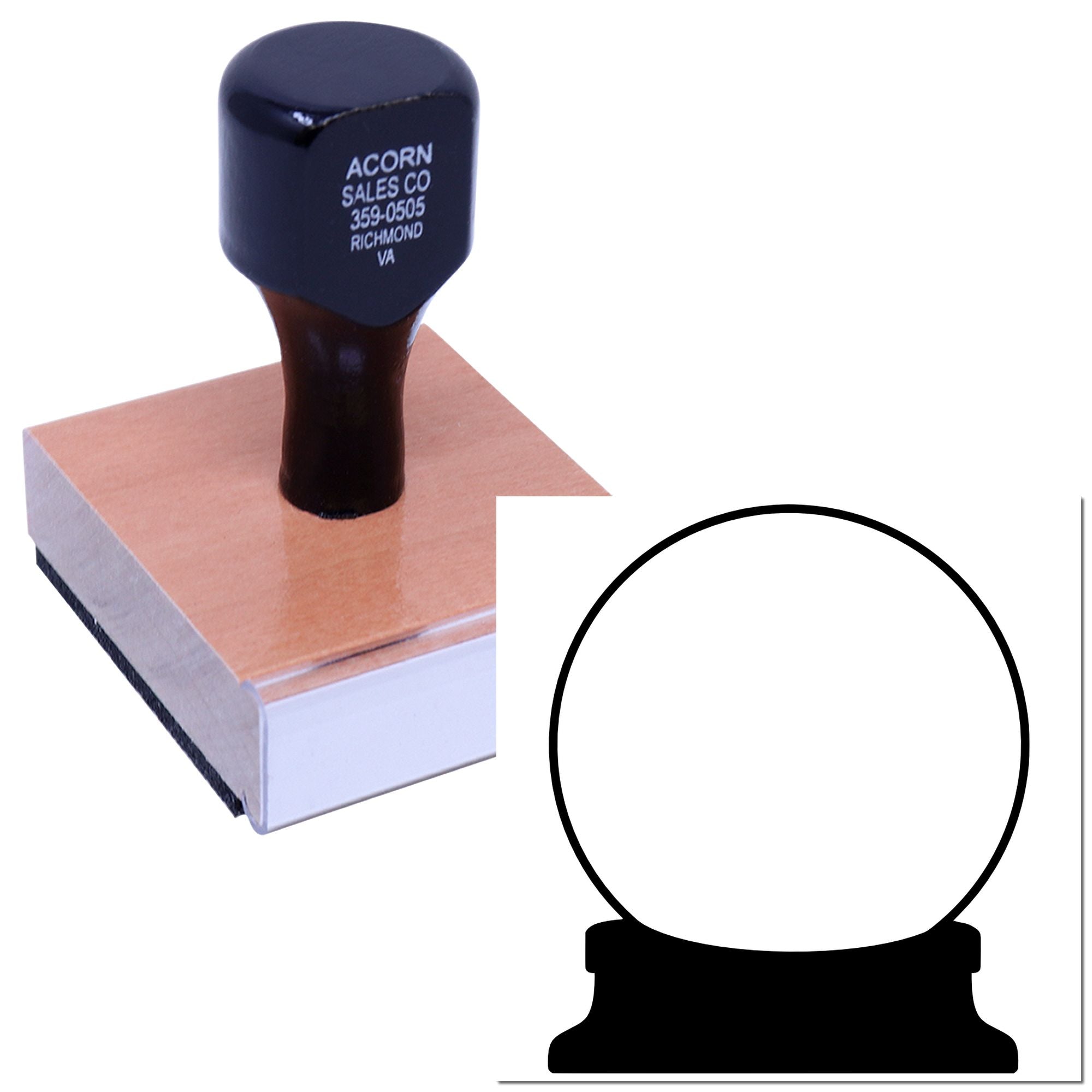 Custom rubber stamp with blank round seal for business logos, branding, and document stamping.