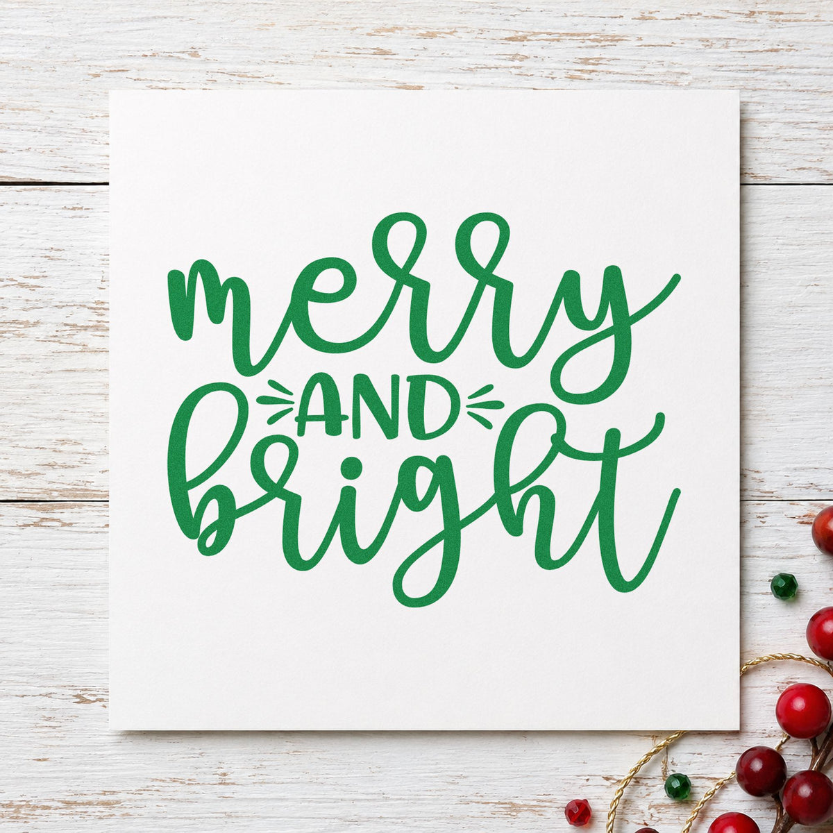 Merry And Bright Script Compact Pre-Inked Stamp – Slim in use 3