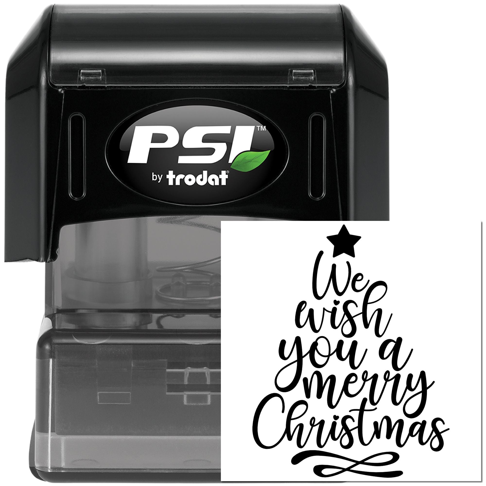 PSI by Trodat self-inking Christmas rubber stamp with We wish you a Merry Christmas design