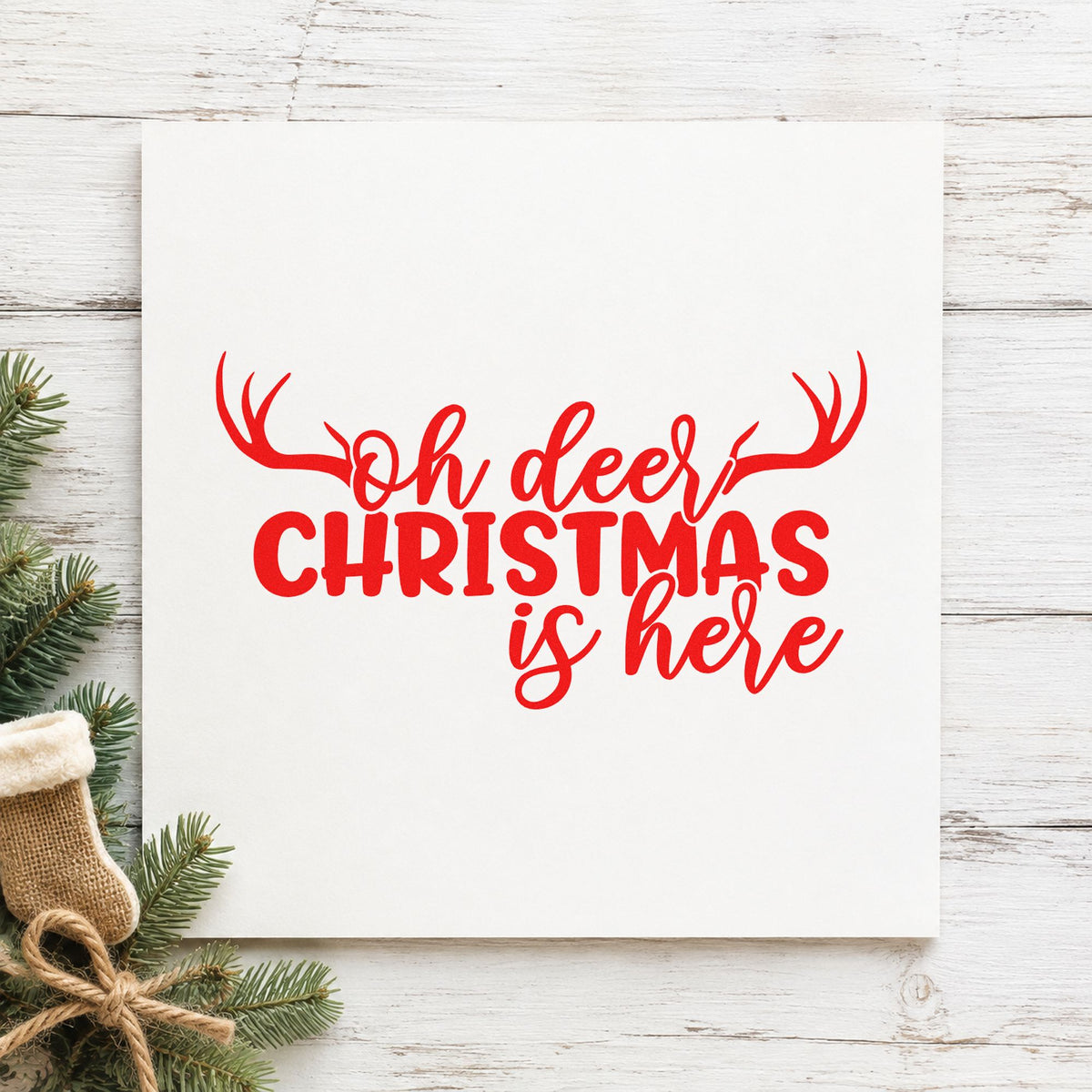 Oh Deer Christmas Is Here Wood Handle Stamp in use 7
