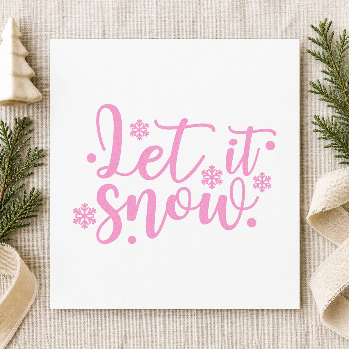 Let It Snow Snowflakes craft stamp in purple ink on cardstock, an easy option for skating album page.
