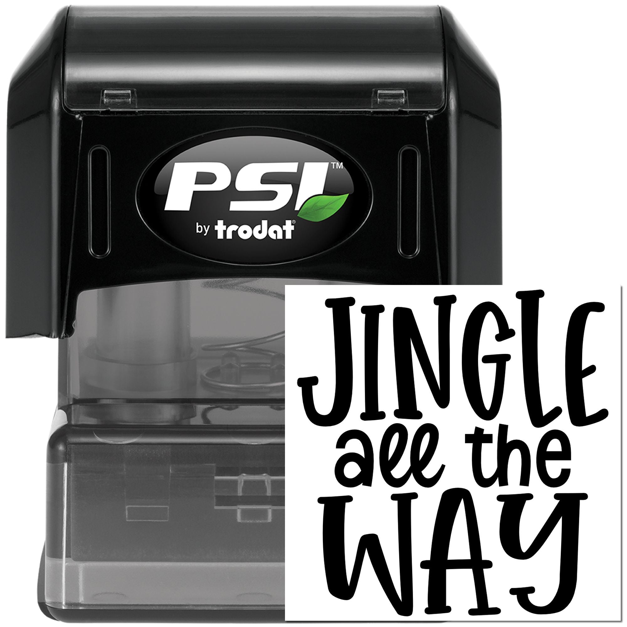 PSI by Trodat self-inking Christmas rubber stamp with Jingle All the Way custom imprint.