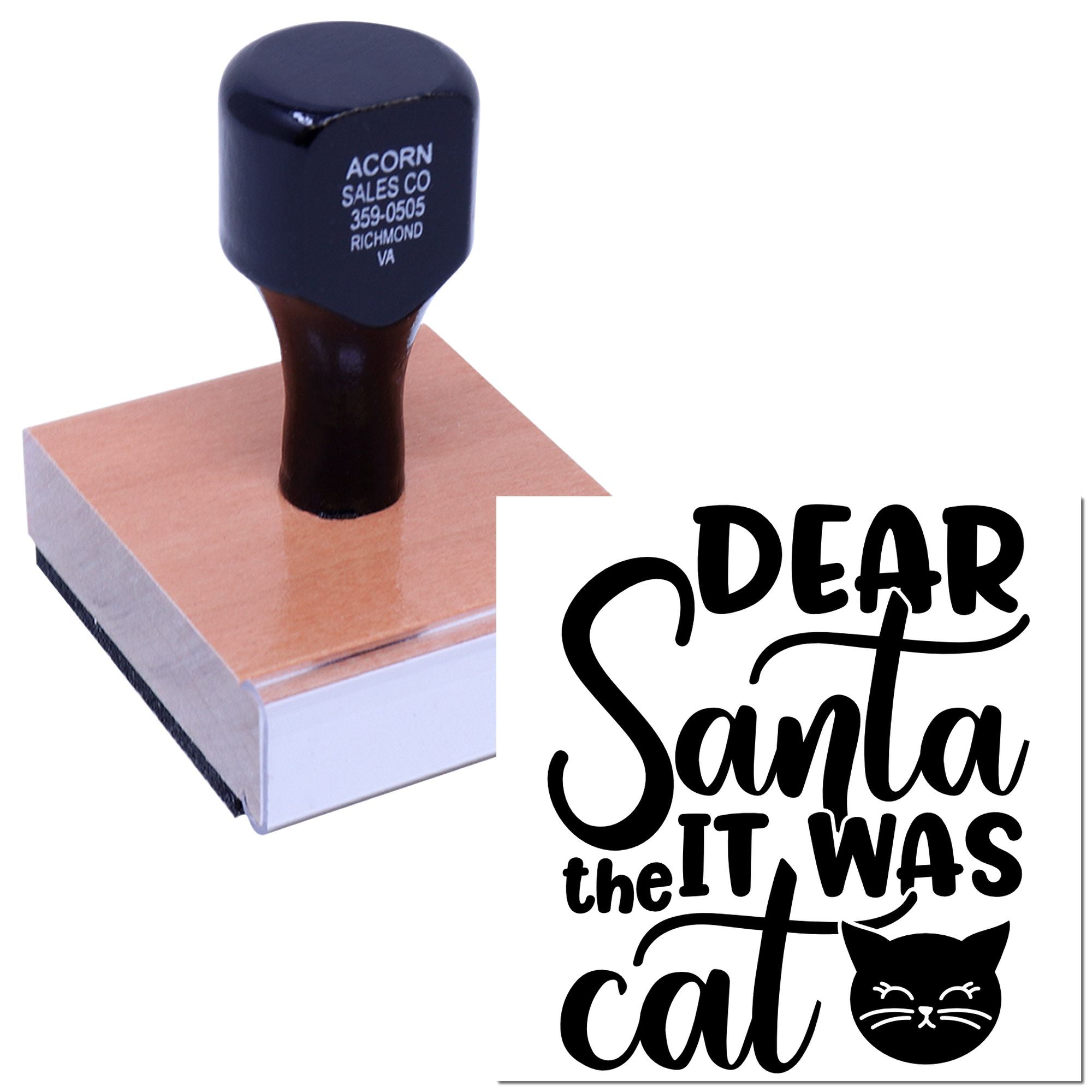 Custom rubber stamp with Dear Santa it was the cat design for Christmas cards, holiday crafts, and festive gift packaging.