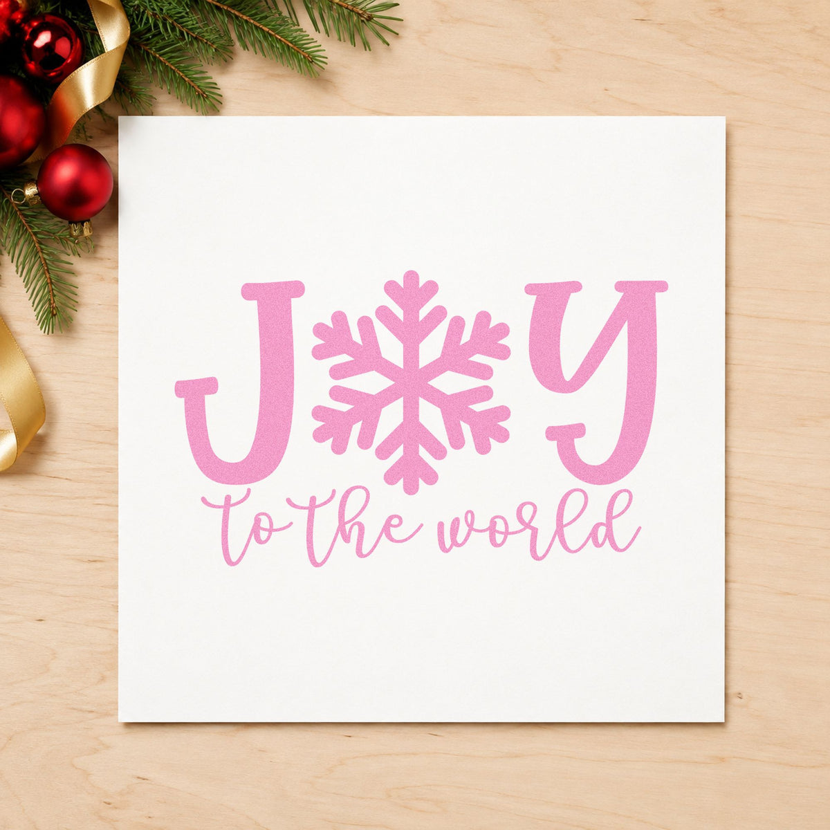 Joy World Snowflake Letter craft stamp in purple ink on cardstock, an easy option for paper flake album.