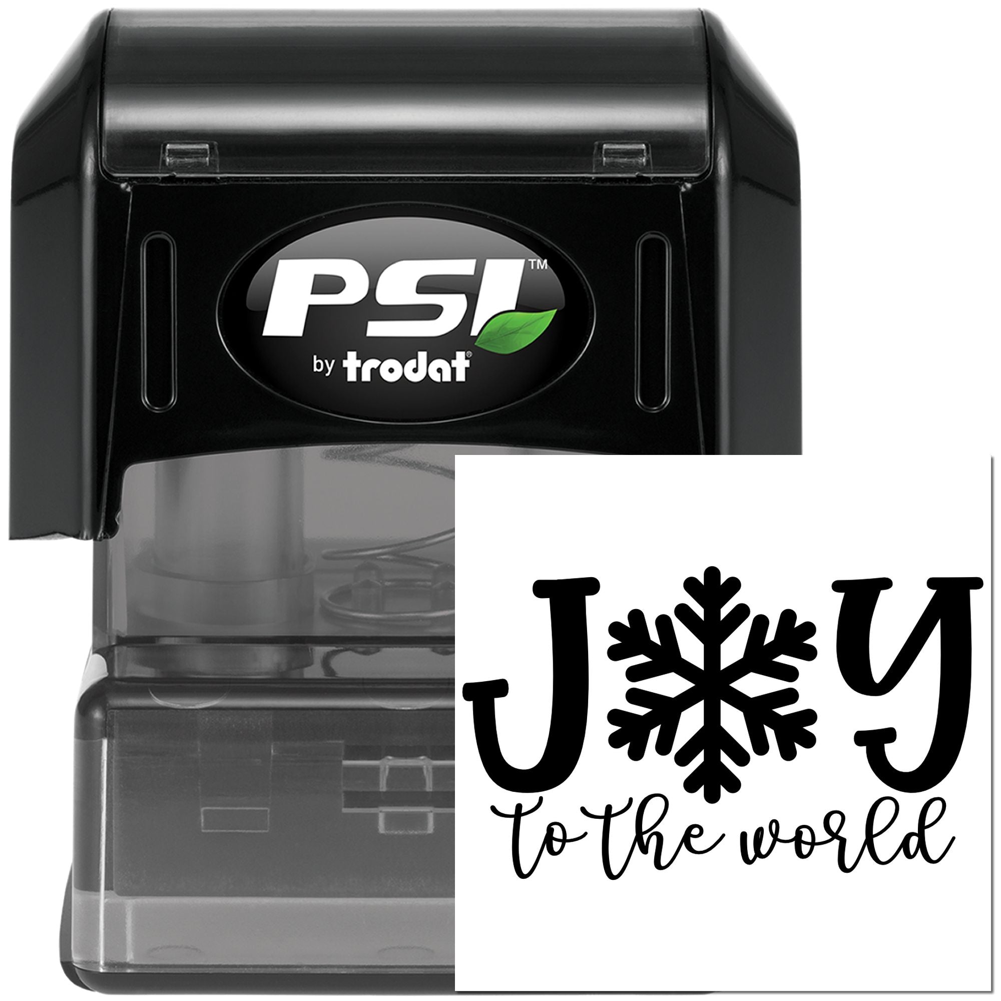 PSI by Trodat self-inking holiday rubber stamp with Joy to the World snowflake design for cards, crafts, and gifts