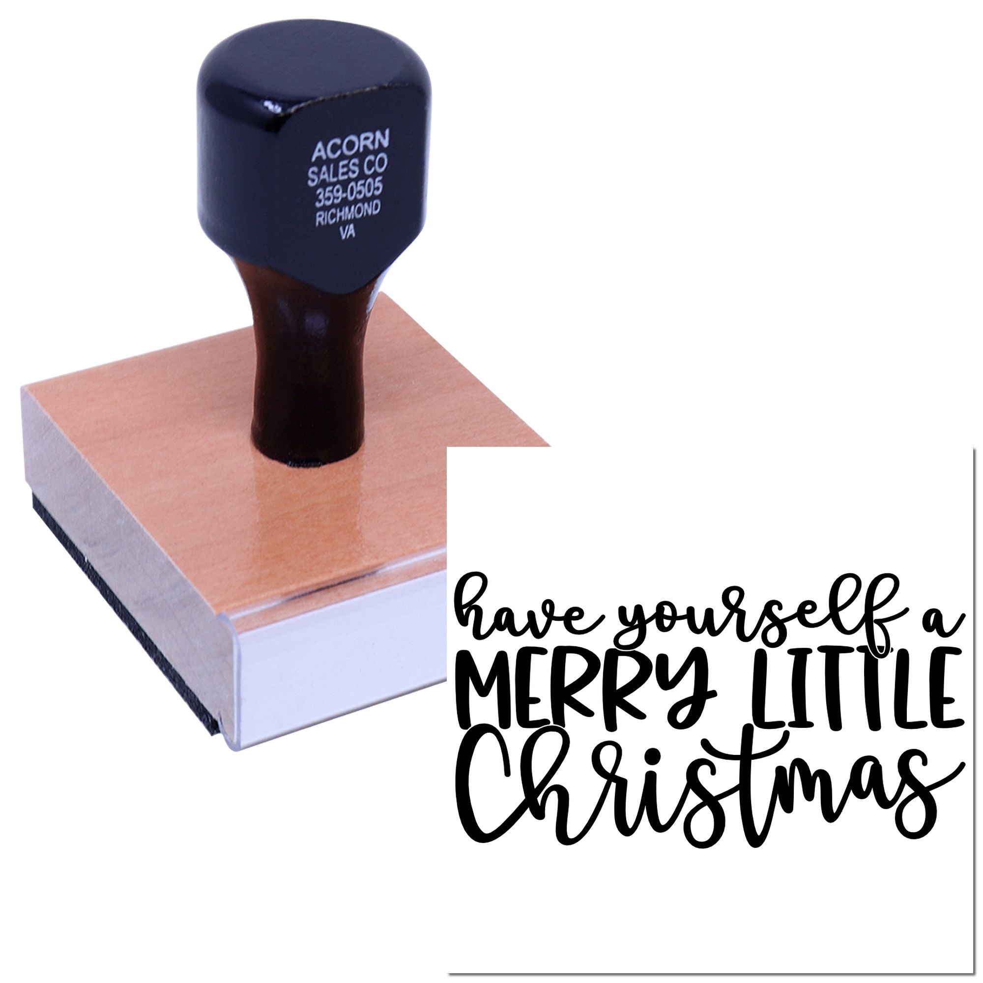 Custom holiday rubber stamp featuring Have Yourself a Merry Little Christmas for festive card making and crafts.