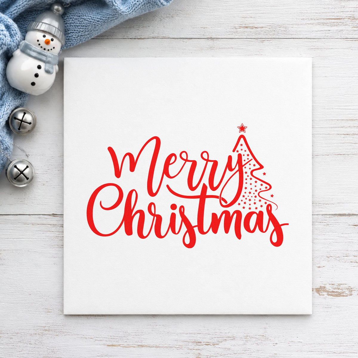 Merry Christmas With Tree Slim Pre-Inked Stamp in use 5