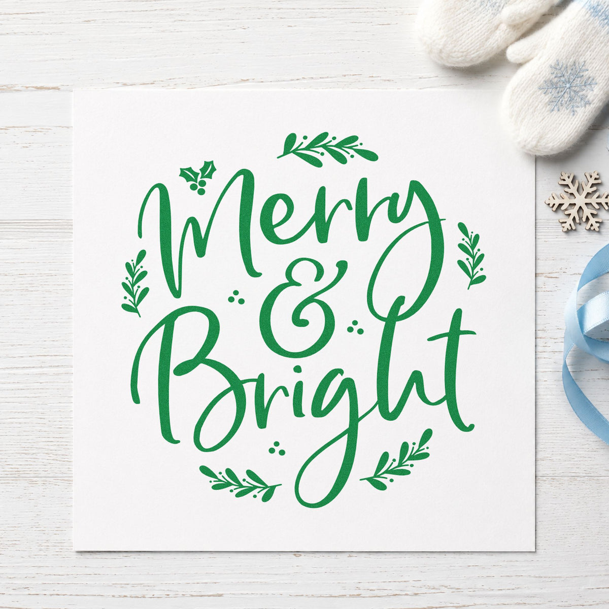 Merry And Bright Botanical Leafy Branches Stamp – Self-Inking in use 3
