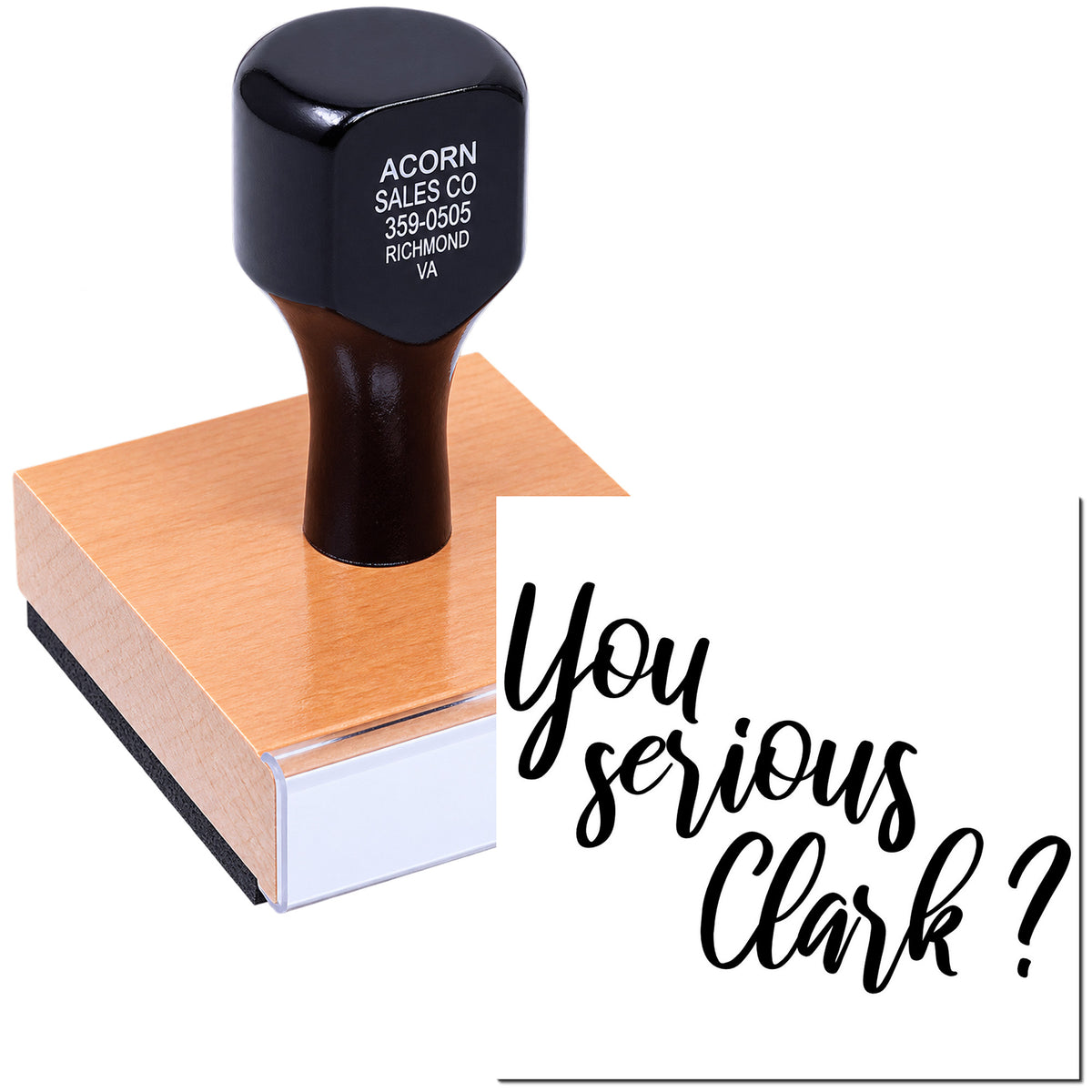 Custom self-inking rubber stamp with You serious Clark? design for funny office notes, holiday cards, and crafts.
