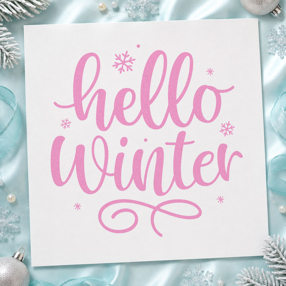 Hello Winter Snowflakes Rubber Stamp – Duo Hand in use 10