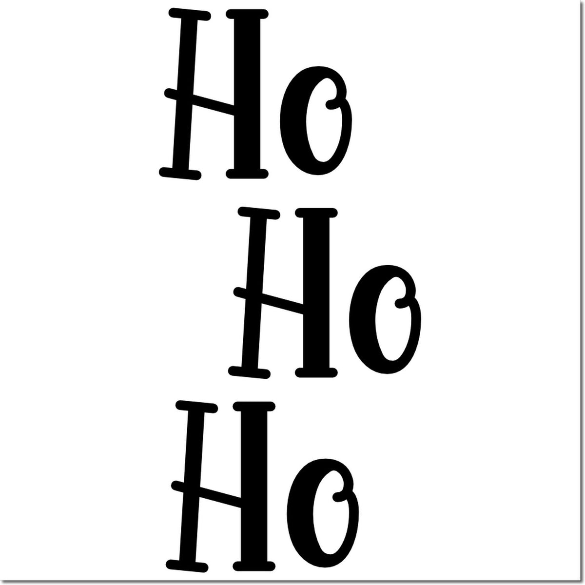 Ho Ho Ho Christmas rubber stamp design with stacked black festive lettering for holiday cards and crafts