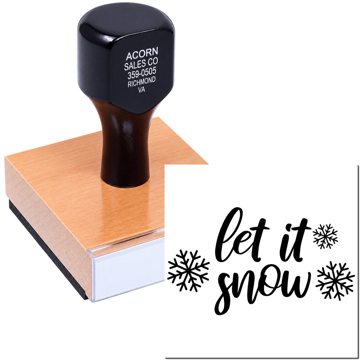 Let it Snow rubber stamp with snowflakes for holiday card making and winter craft projects