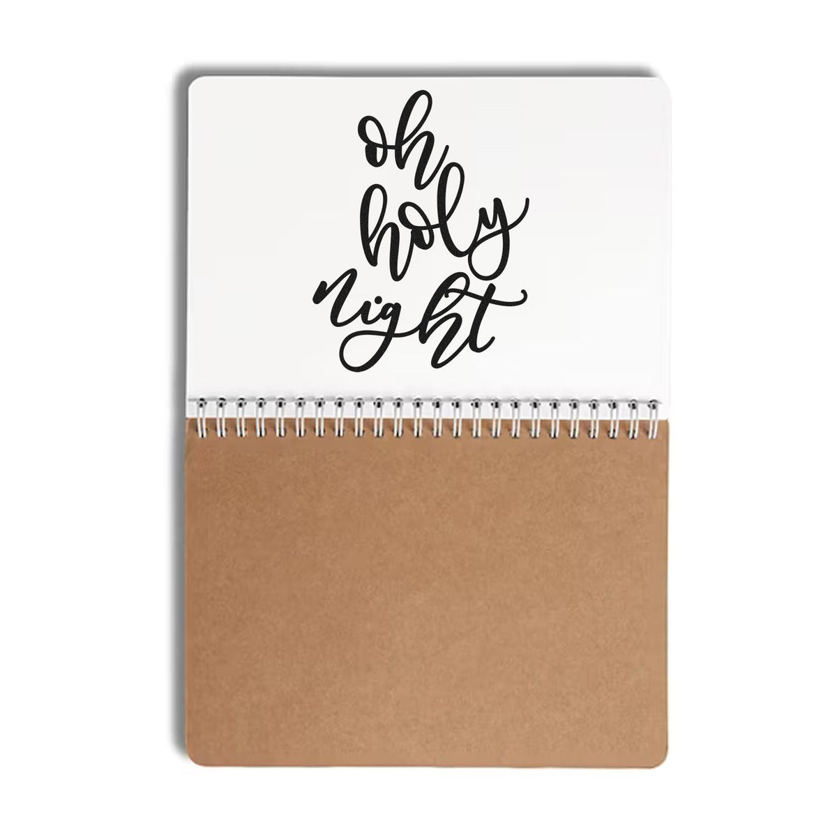 Oh Holy Night Letter Art Stamp - Premium Vintage Pro Wooden imprint stamped in black ink. Three rows of loosely slanted script read "Oh Holy Night."