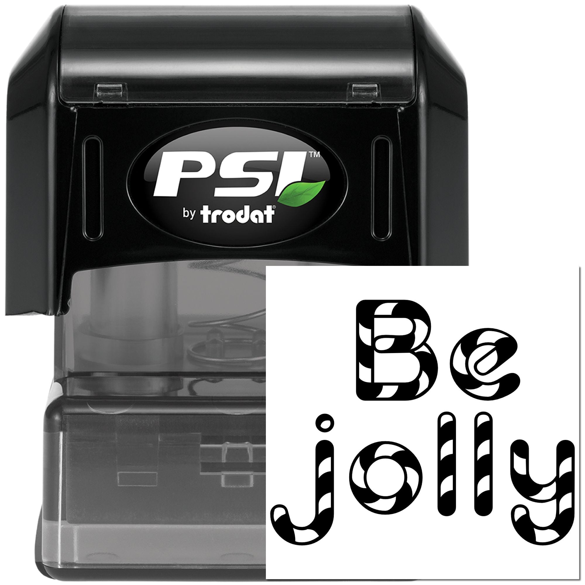 PSI by Trodat self-inking rubber stamp with Be Jolly design for holiday card making and custom stamping