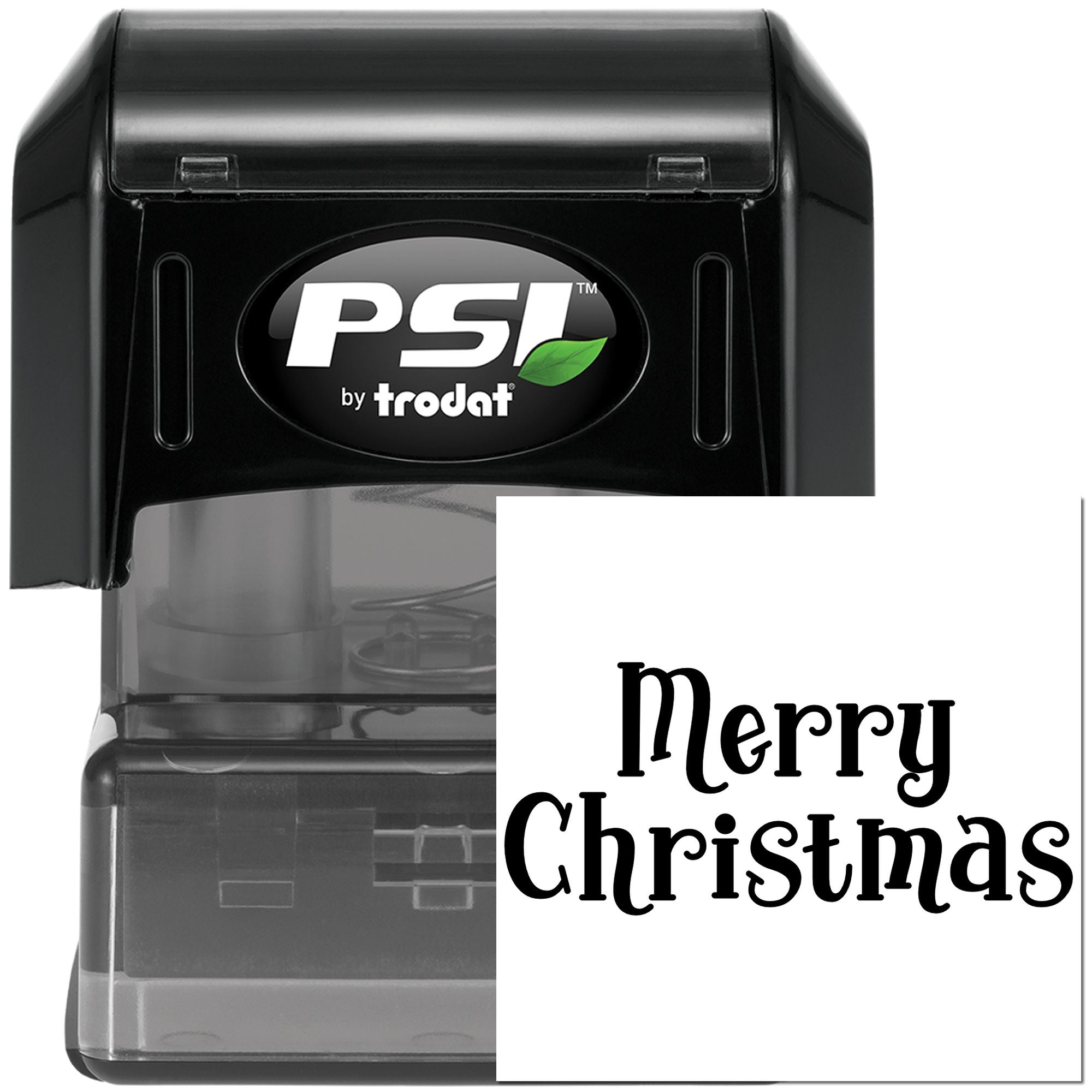 PSI by Trodat self-inking rubber stamp with Merry Christmas impression for holiday cards and crafts