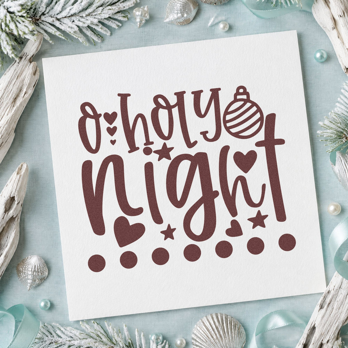 O Holy Night Hearts Wood Handle Stamp in use 4