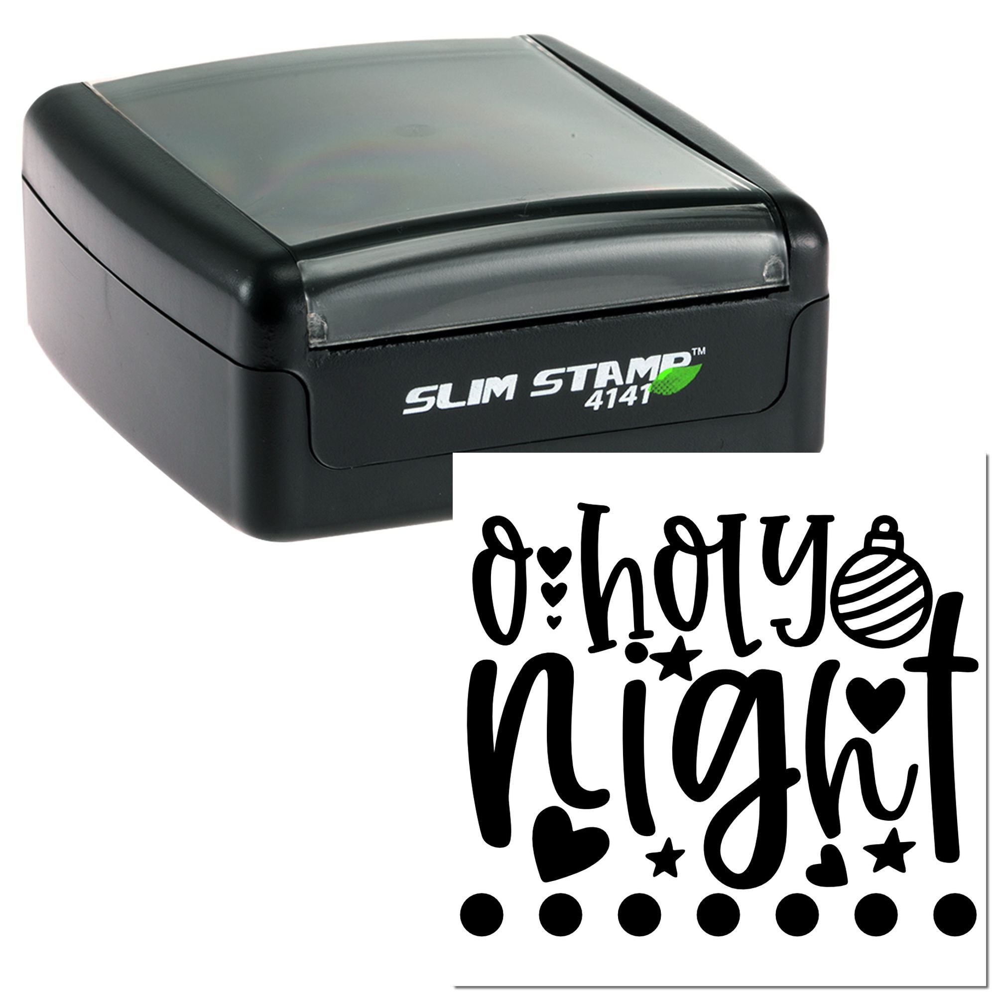 Self-inking Slim Stamp 4141 with festive Oh Holy Night rubber stamp design for Christmas cards, crafts, and holiday projects.