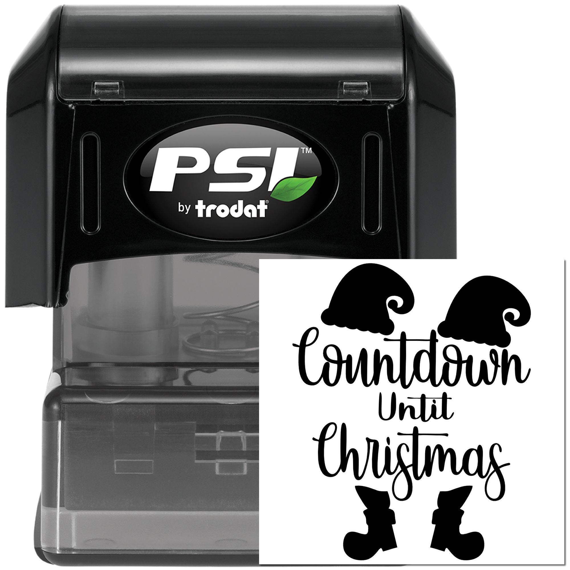 PSI by Trodat self-inking rubber stamp with Countdown Until Christmas design for holiday crafting and organizing.