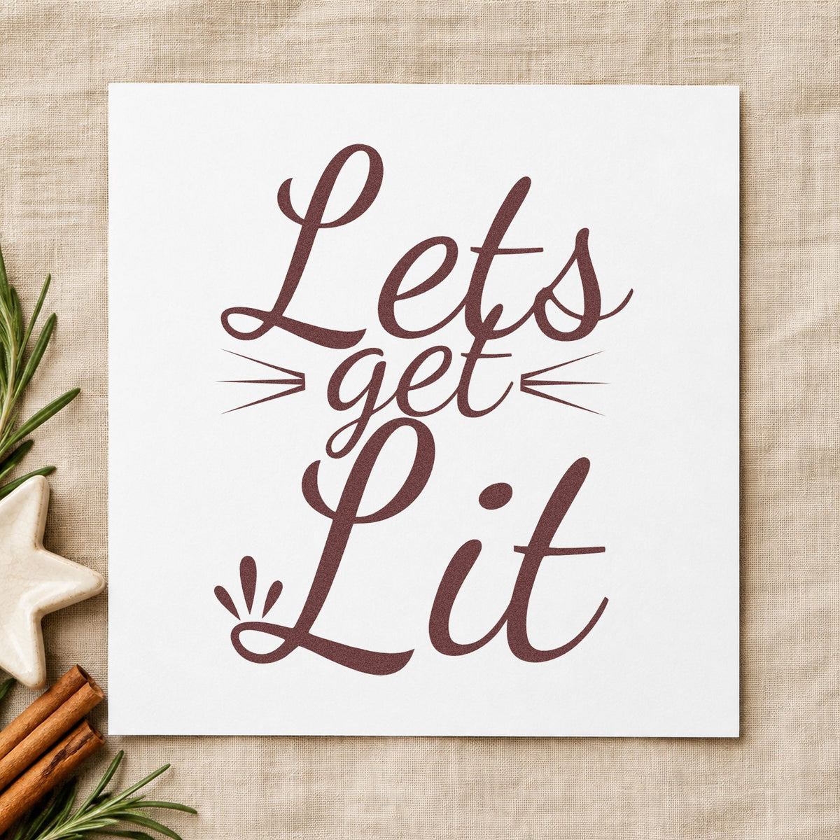Let's Get Lit Script Compact Pre-Inked Stamp – Slim in use 4