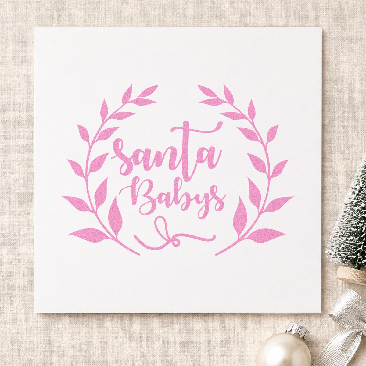 Santa Babys Leaf Wreath craft stamp in purple ink on cardstock, an easy option for torch song album.