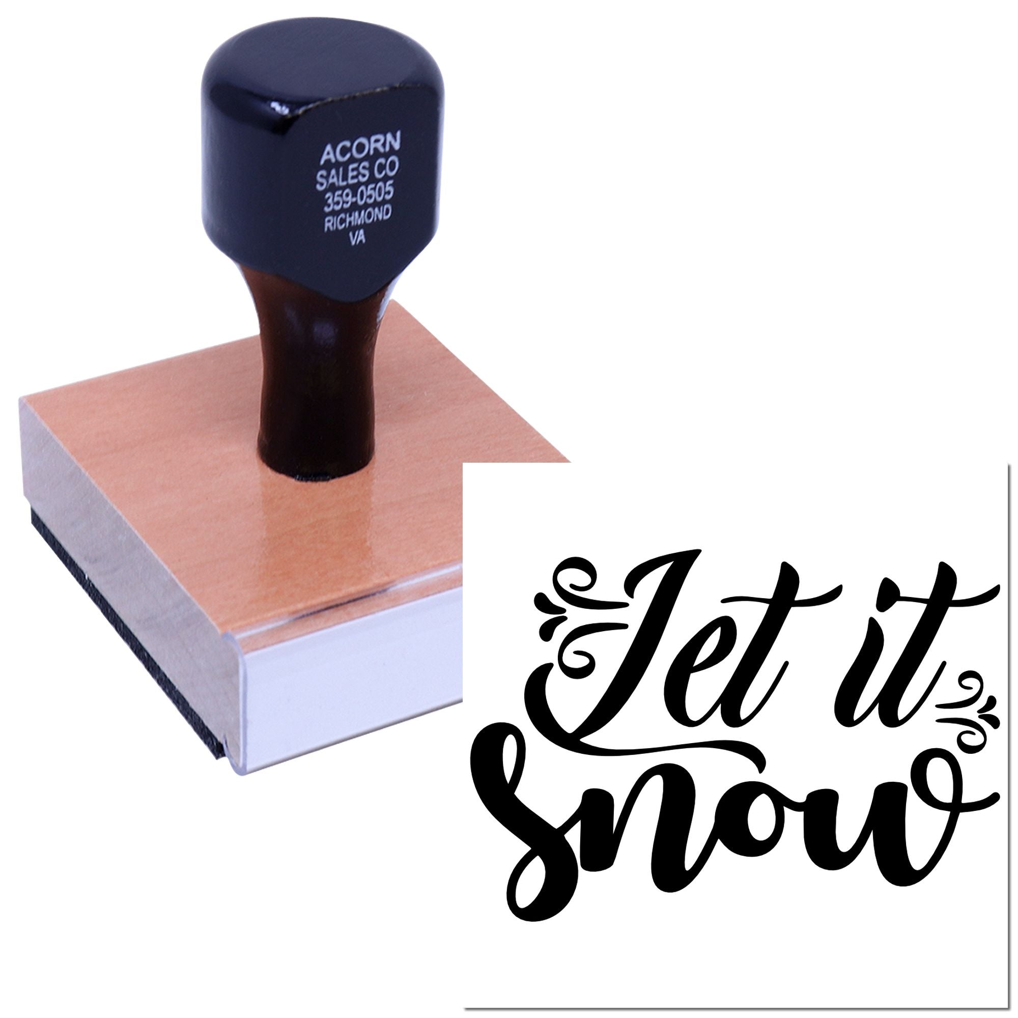 Custom Let it Snow rubber stamp for holiday cards, winter crafts, and scrapbook projects.
