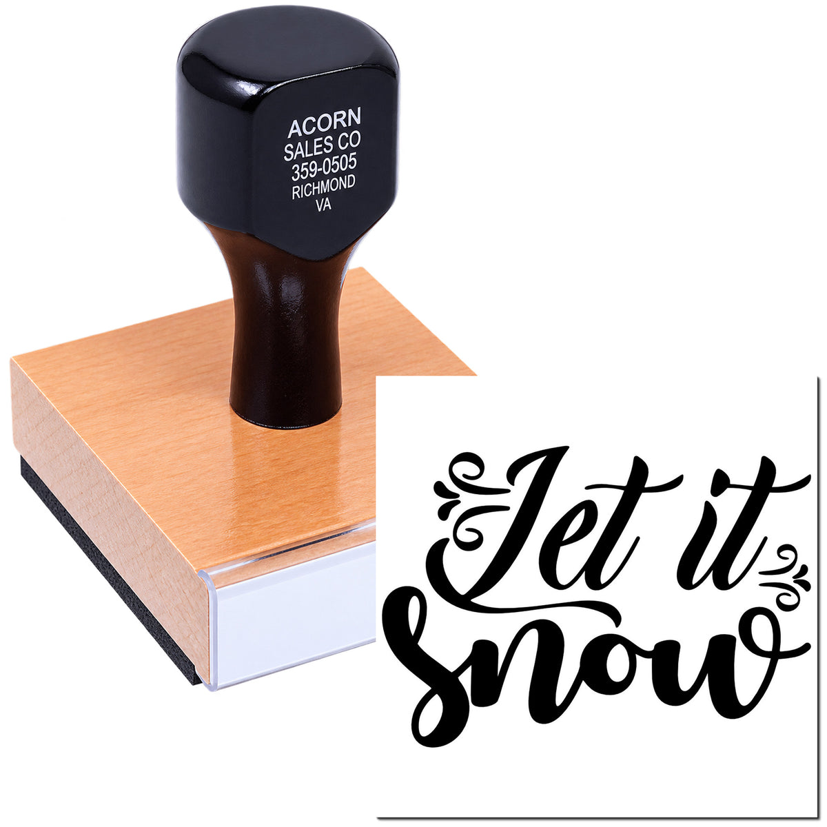 Custom Let it Snow rubber stamp for holiday cards, winter crafts, and scrapbook projects.