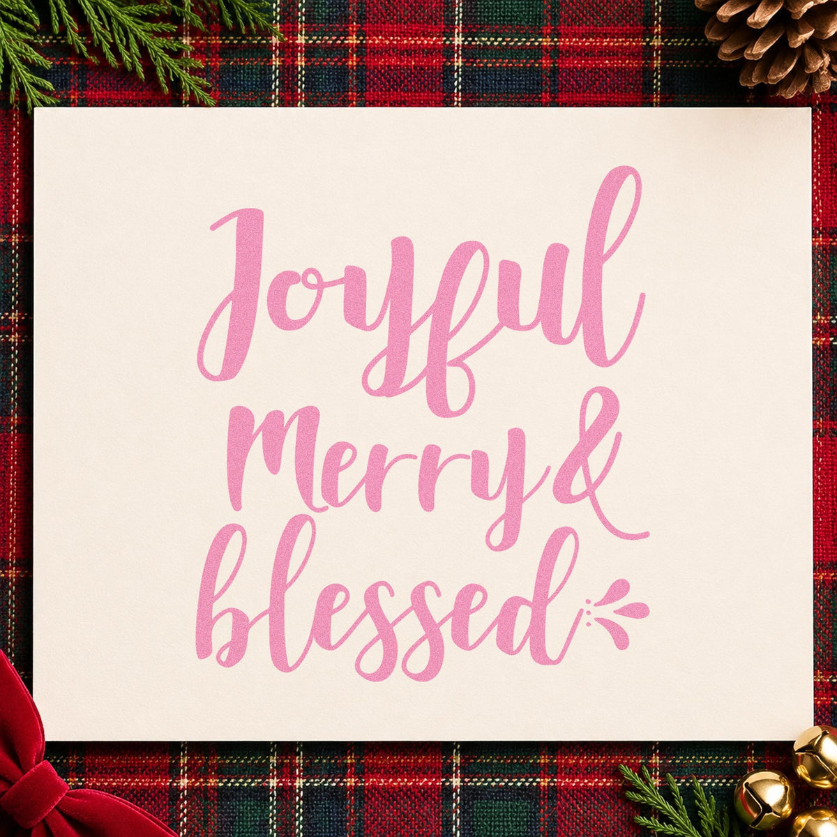 Joyful Merry & Blessed Brush Lettering Craft Stamp – Self-Inking in use 10