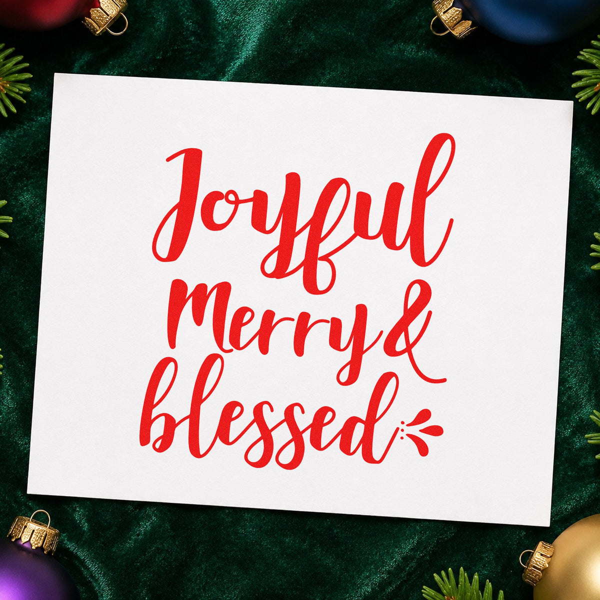 Joyful Merry & Blessed Brush Lettering Craft Stamp – Self-Inking in use 5