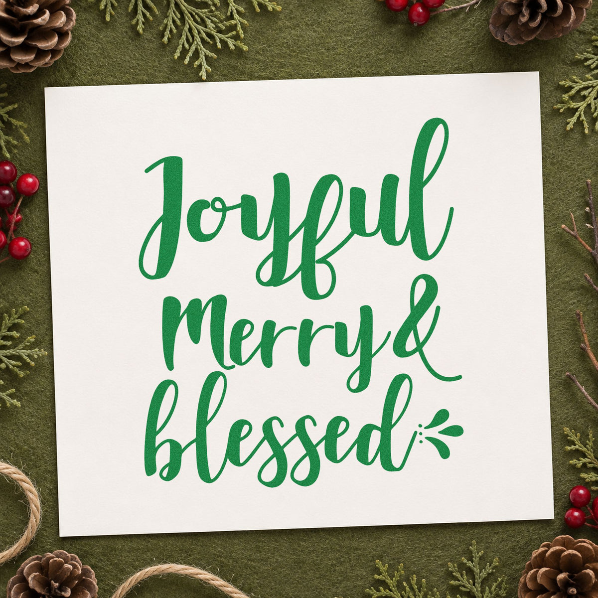 Joyful Merry & Blessed Brush Lettering Craft Stamp – Self-Inking in use 6