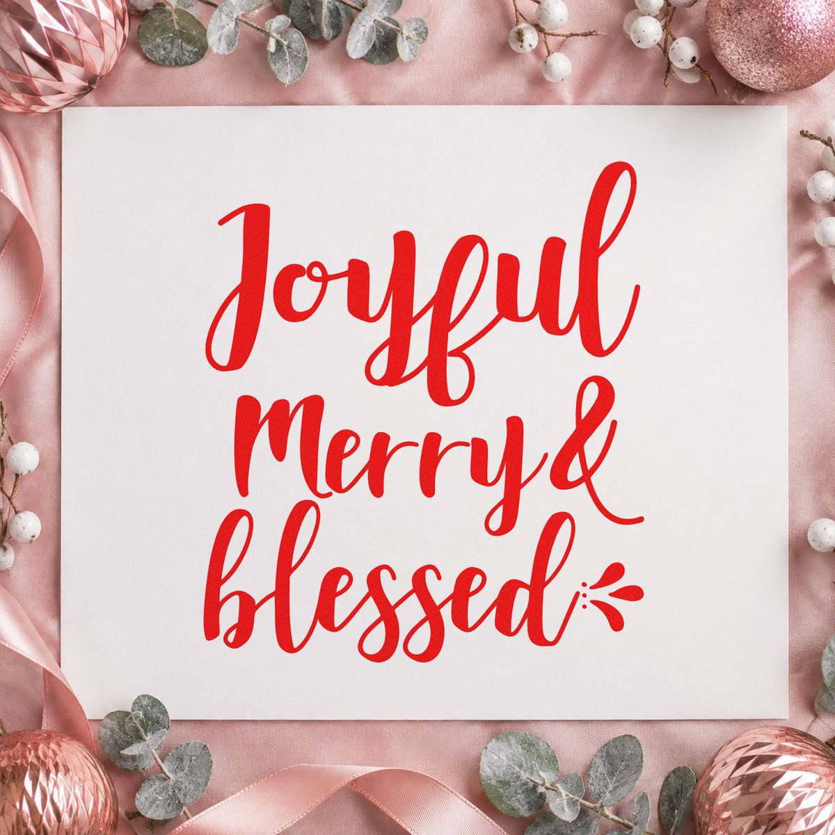 Joyful Merry & Blessed Brush Lettering Craft Stamp – Self-Inking in use 7