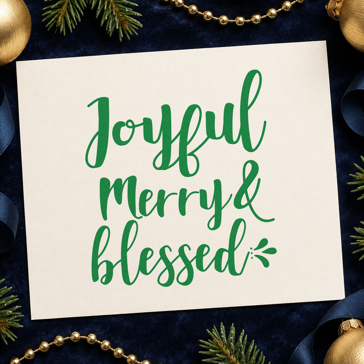 Joyful Merry & Blessed Brush Lettering Craft Stamp – Self-Inking in use 8