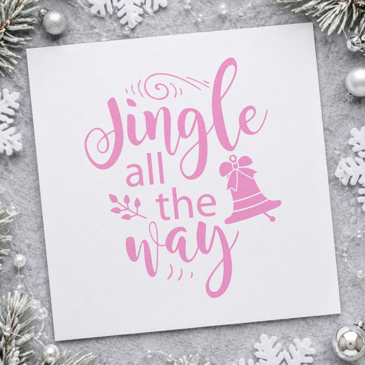Jingle All The Way Bell craft stamp in purple ink on cardstock, an easy option for topper craft album.