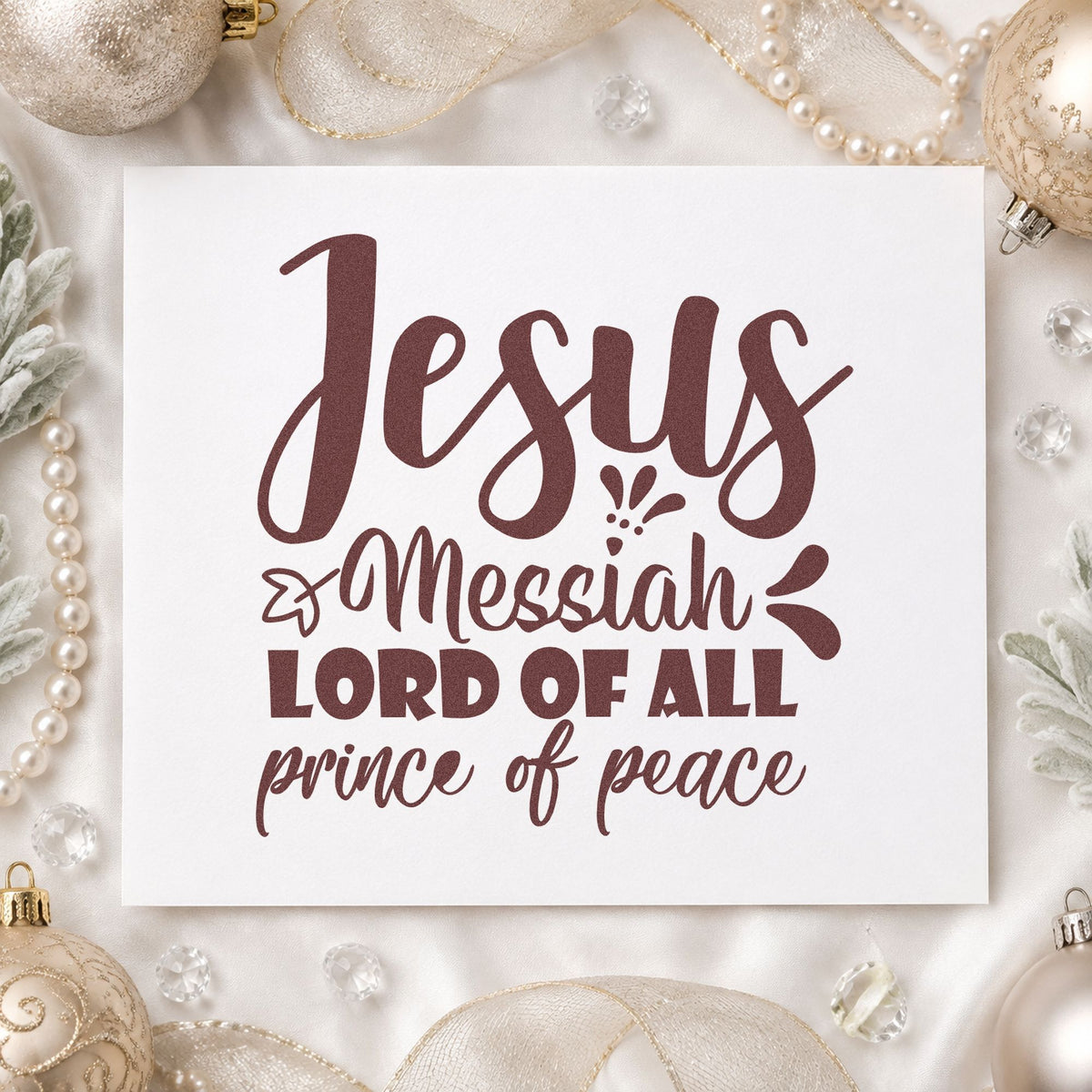 Jesus Messiah Prince Peace rubber stamp printed in brown ink, ready for lesson outline sheet and similar paper crafts.