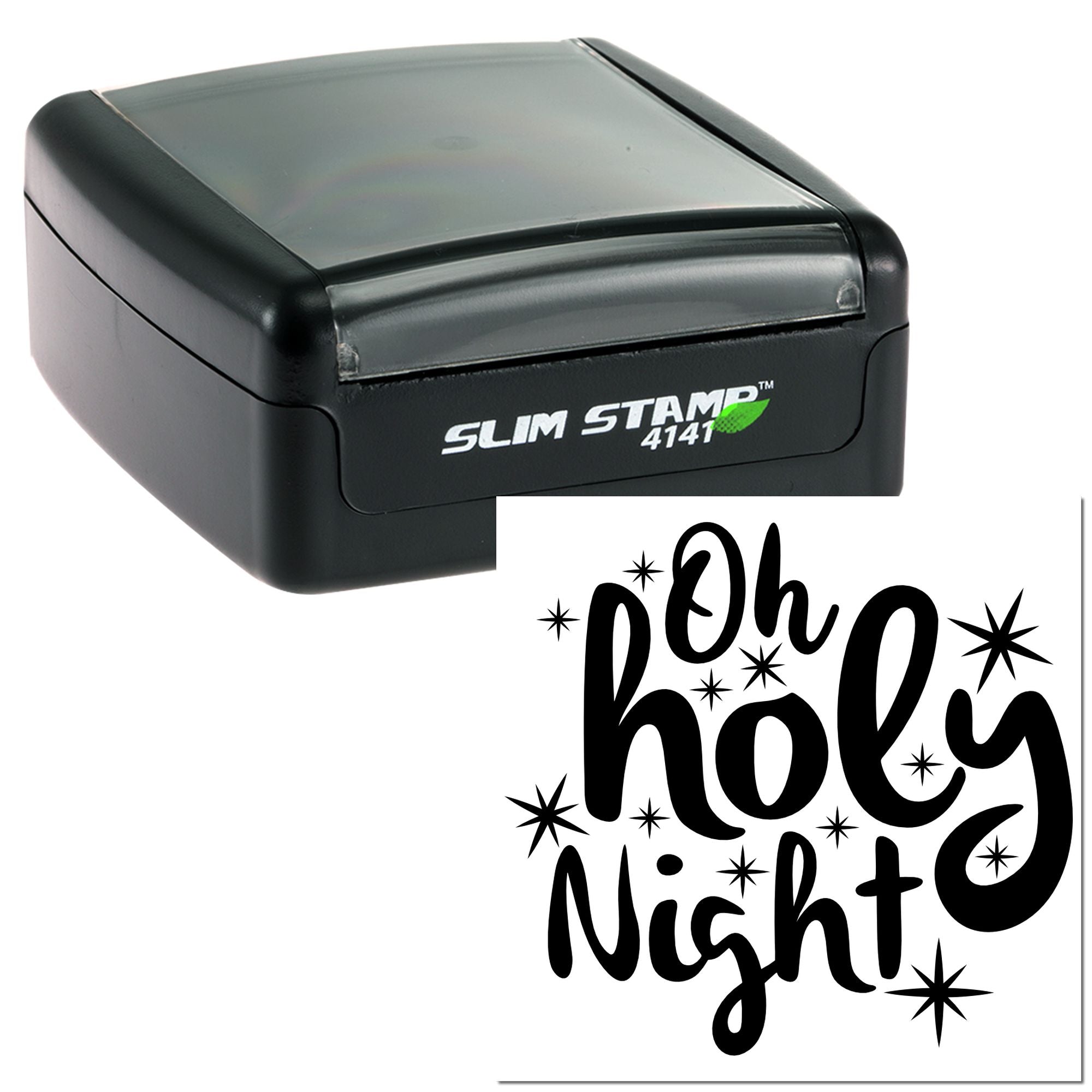 Slim Stamp 4141 rubber stamp with Oh Holy Night design for holiday card making and festive Christmas crafts.