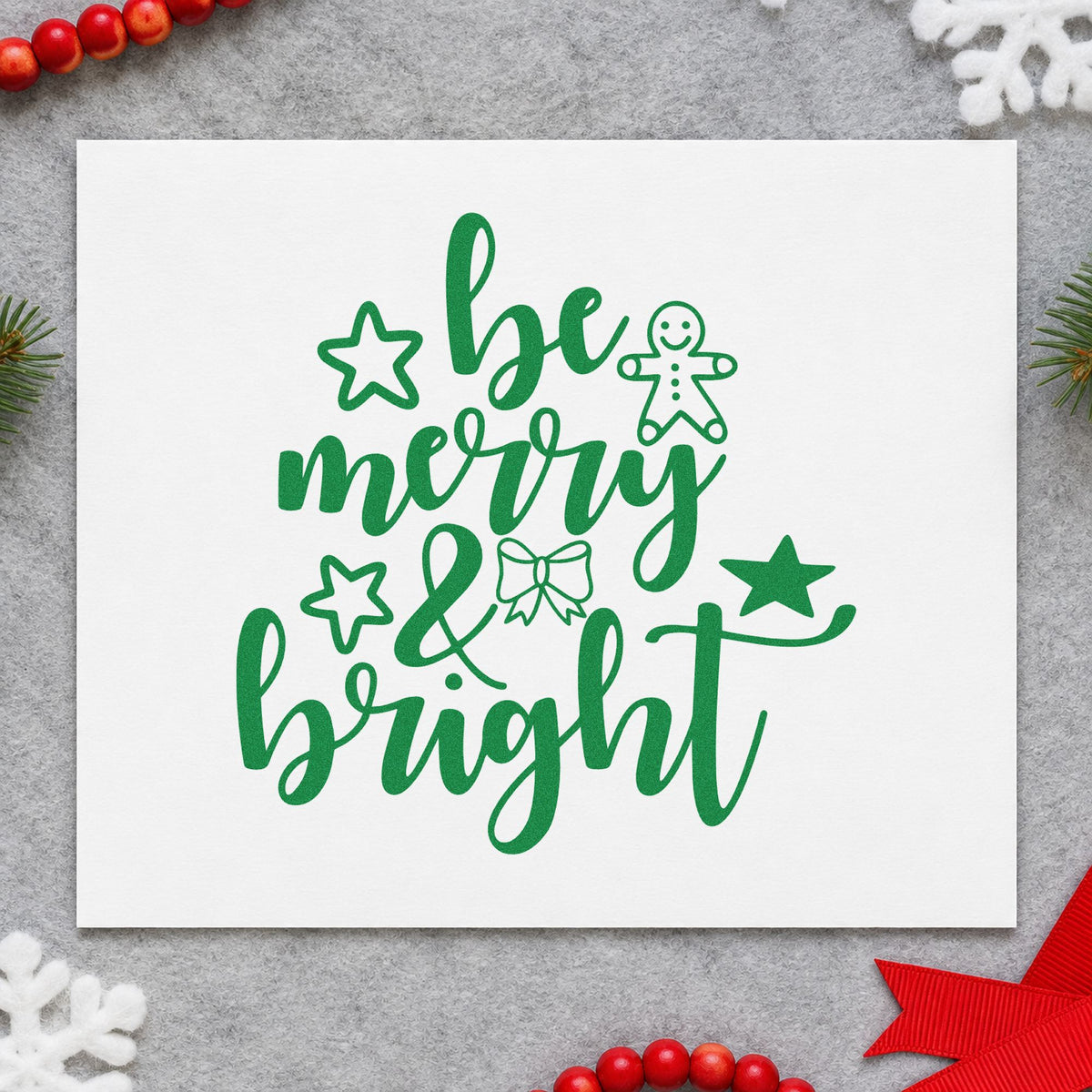 Be Merry And Bright Gingerbread With Stars Self-Inking Stamp in use 6