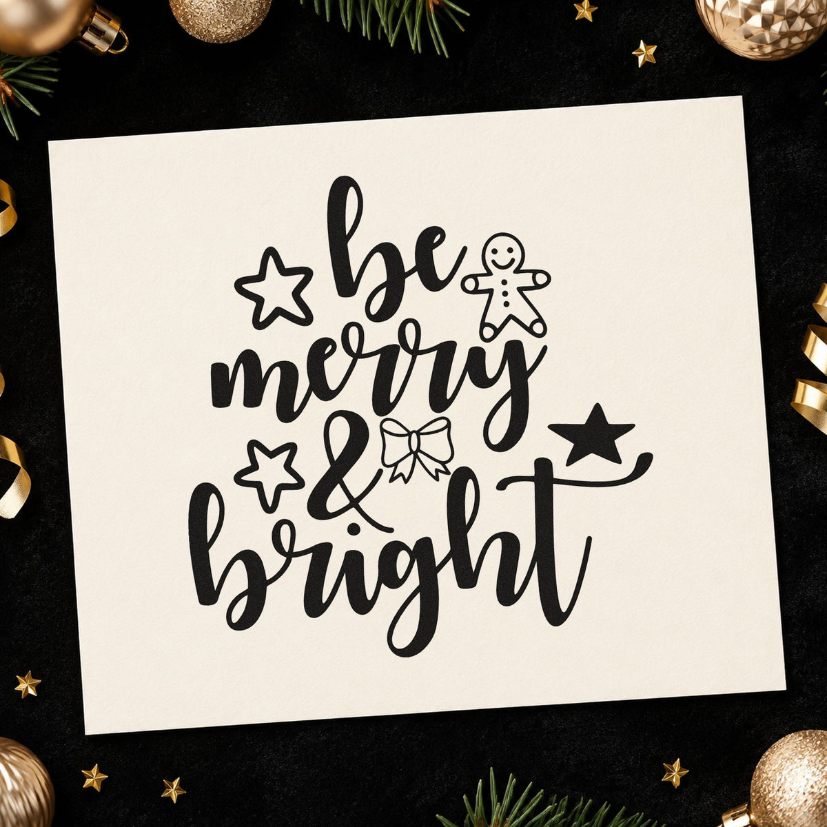 Be Merry And Bright Gingerbread With Stars Self-Inking Stamp in use 9