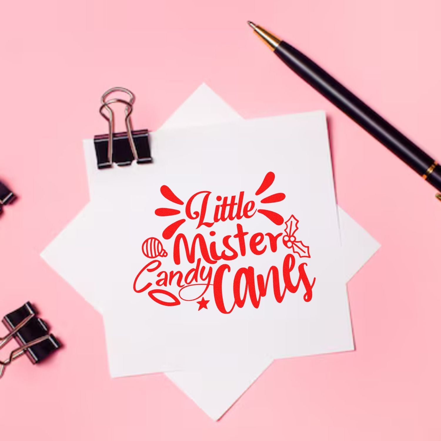 Little Mister Candy Canes Christmas rubber stamp design for holiday cards, tags, and festive packaging.