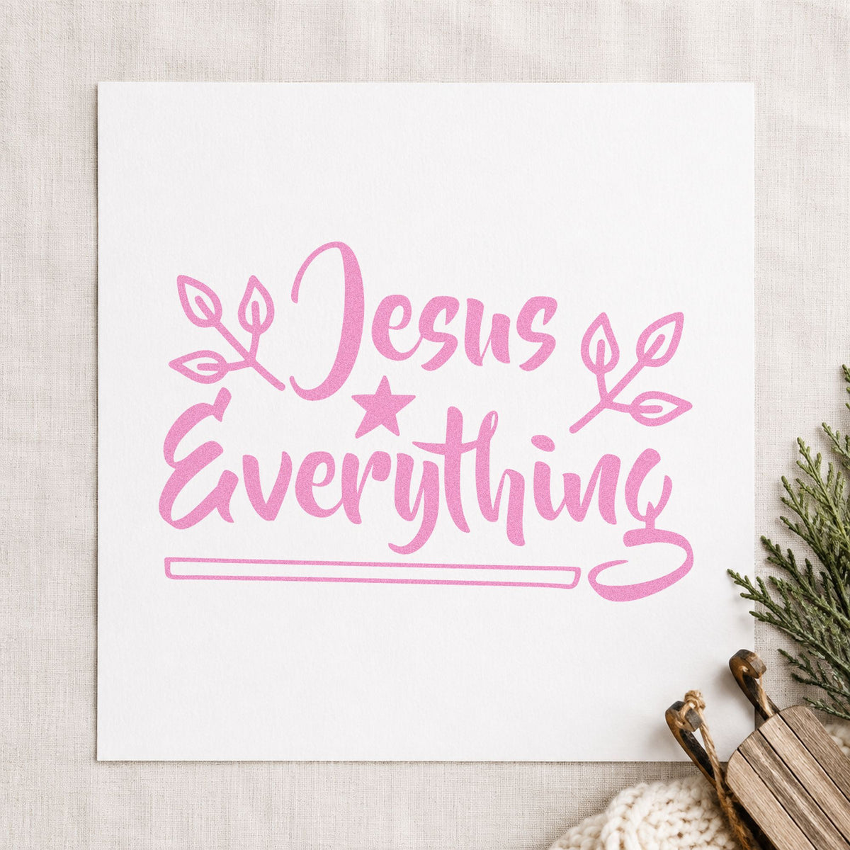 Jesus Everything Star And Leaves PSI Pre-Inked Stamp in use 10