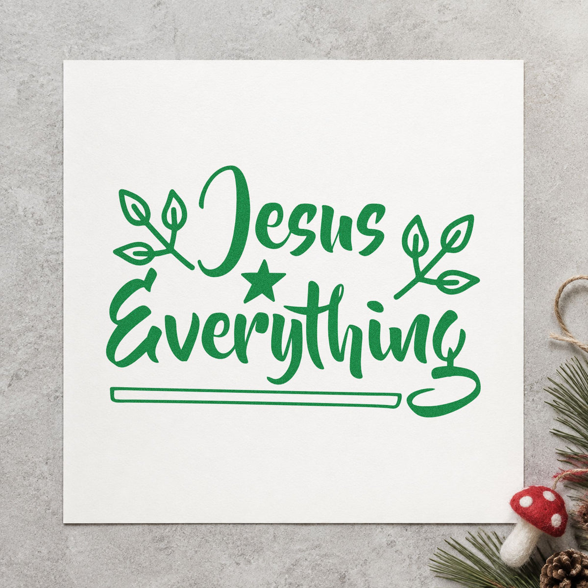 Jesus Everything Star And Leaves PSI Pre-Inked Stamp in use 3