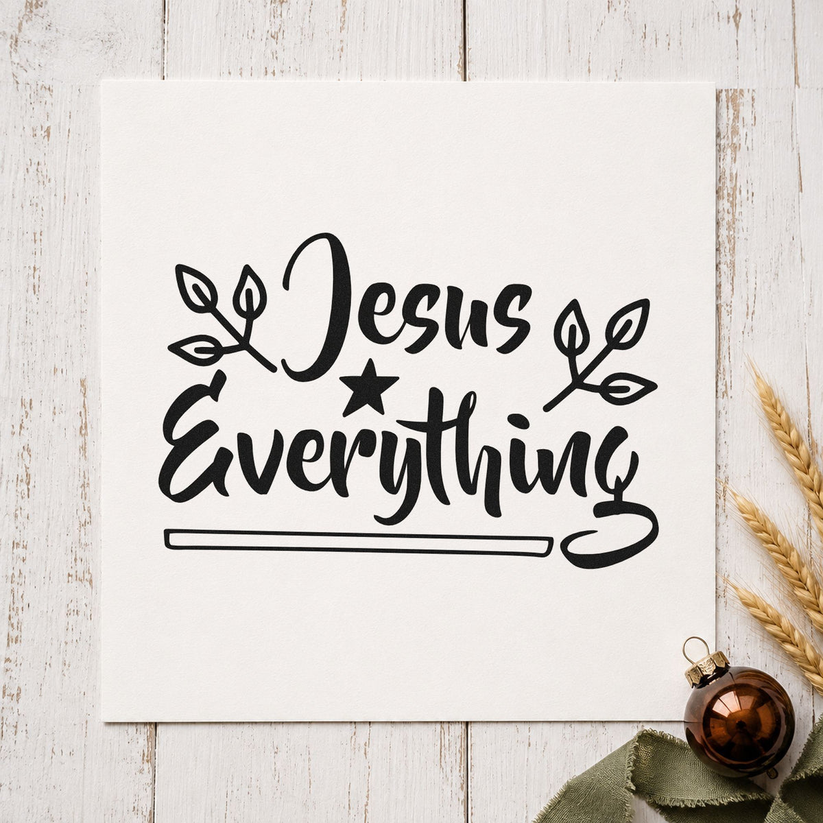 Jesus Everything Star And Leaves PSI Pre-Inked Stamp in use 9
