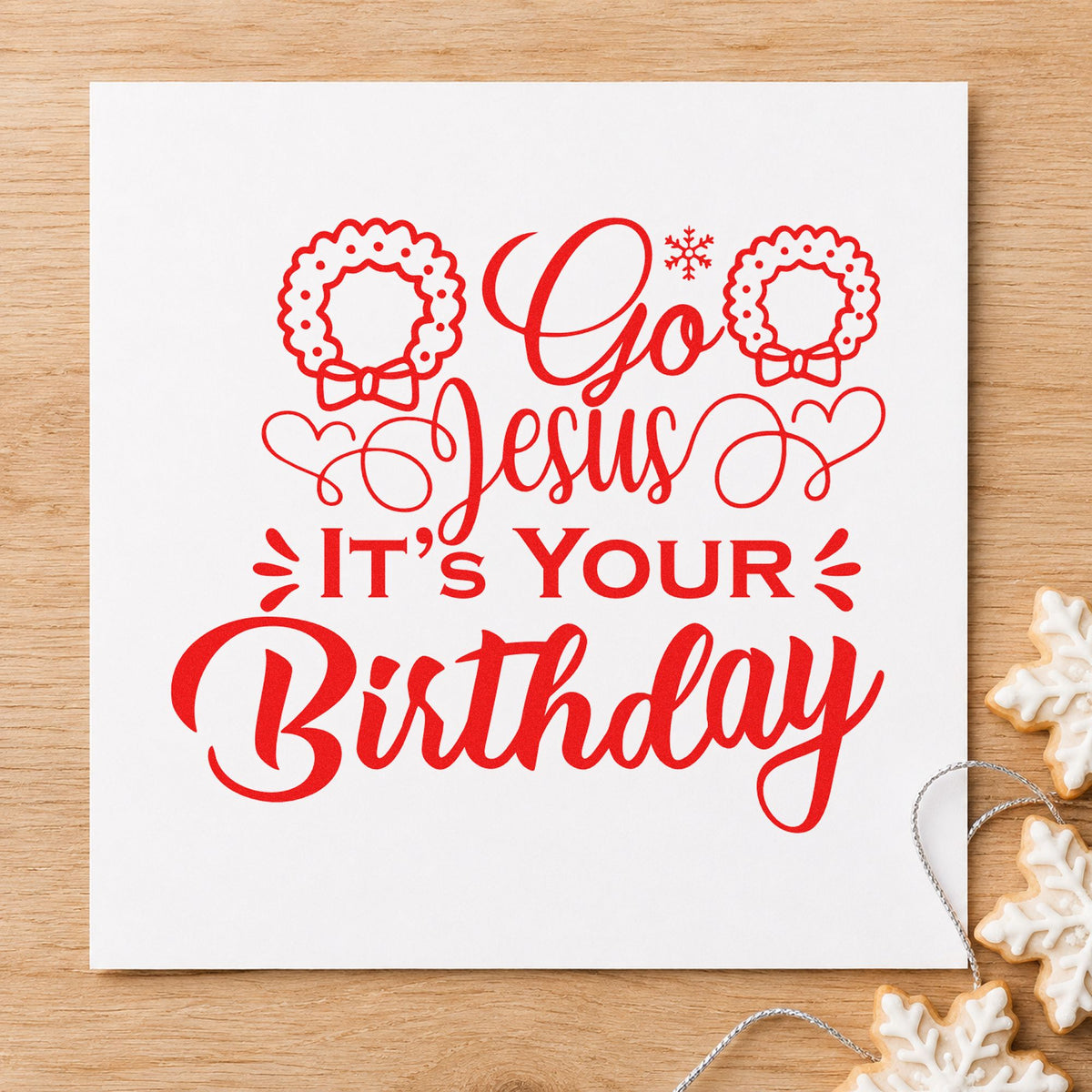 Go Jesus It's Your Birthday Rubber Stamp – Duo Hand in use 5