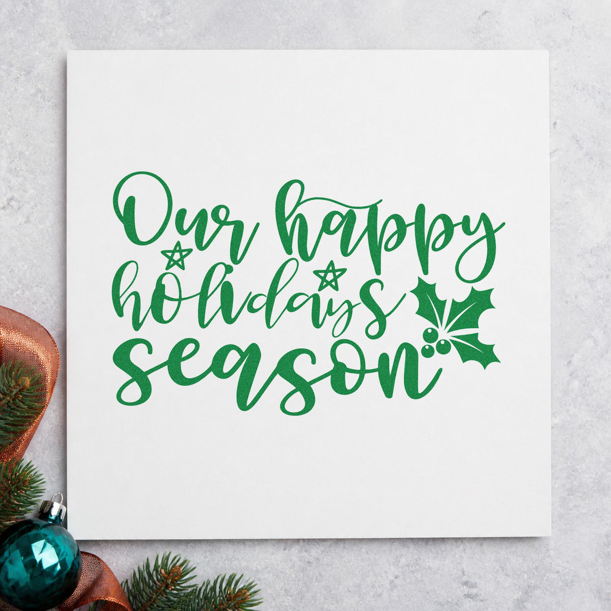 Our Happy Holidays Season Wood Handle Stamp in use 8